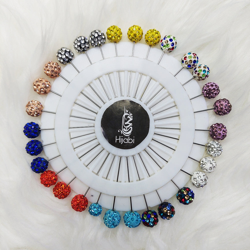 30pc Multicolor Wheel of Hijab Pins