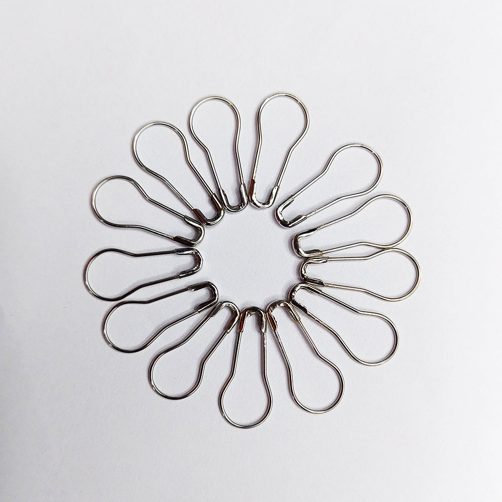 Silver Pear-Shaped Safety Pins