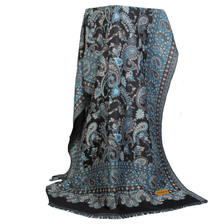 Embroidery-Cashmere-Teal Black