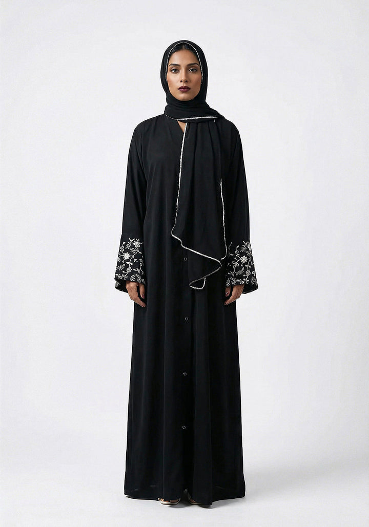 Black Sleeves Embroidery Abaya | The Classic Edits