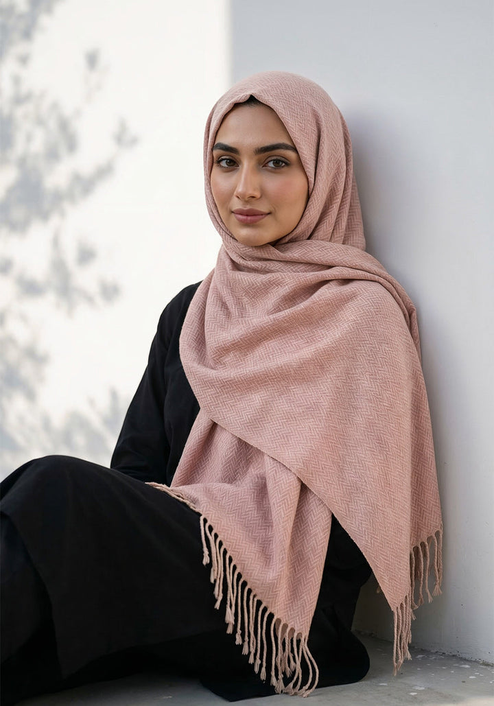 ZigZag Cashmere Hijab - Peach