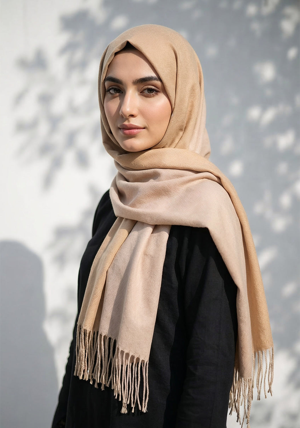 Dual Cashmere Hijab - Sand - Cream