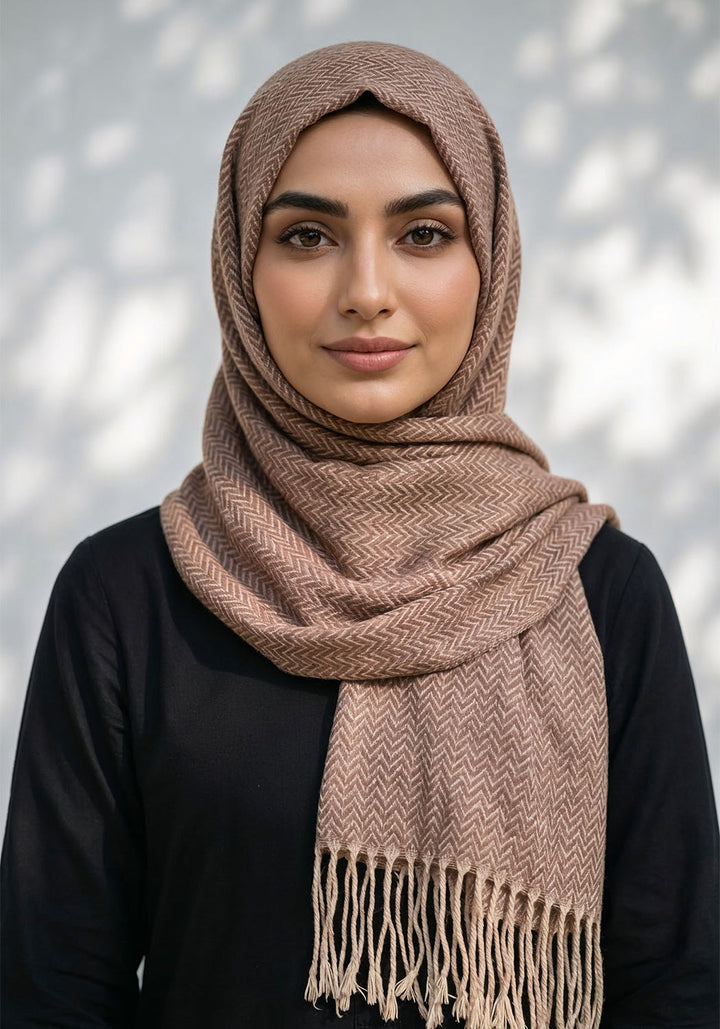 ZigZag Cashmere Hijab - Peanut