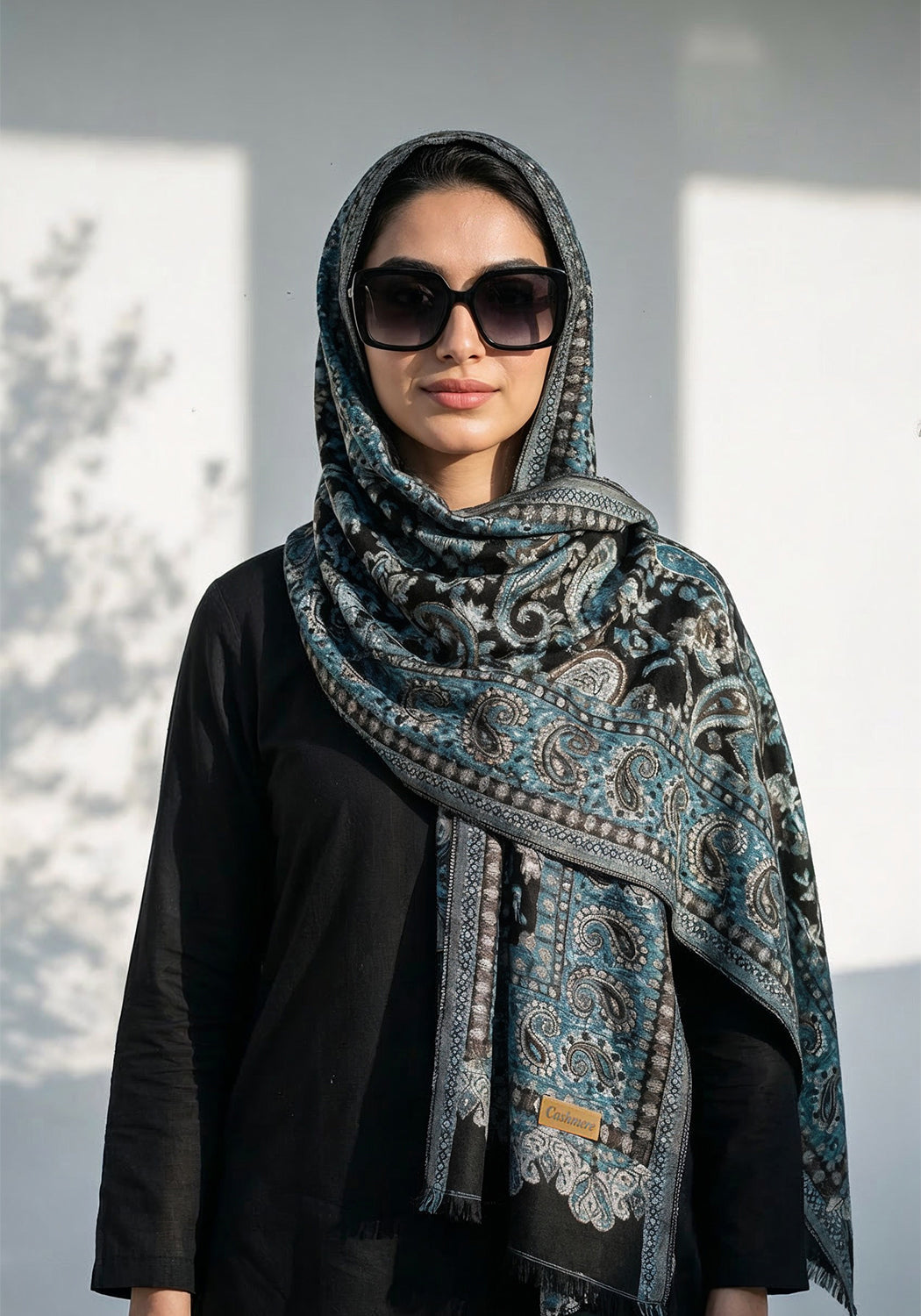 Kani handwoven Hijab  - Teal Black