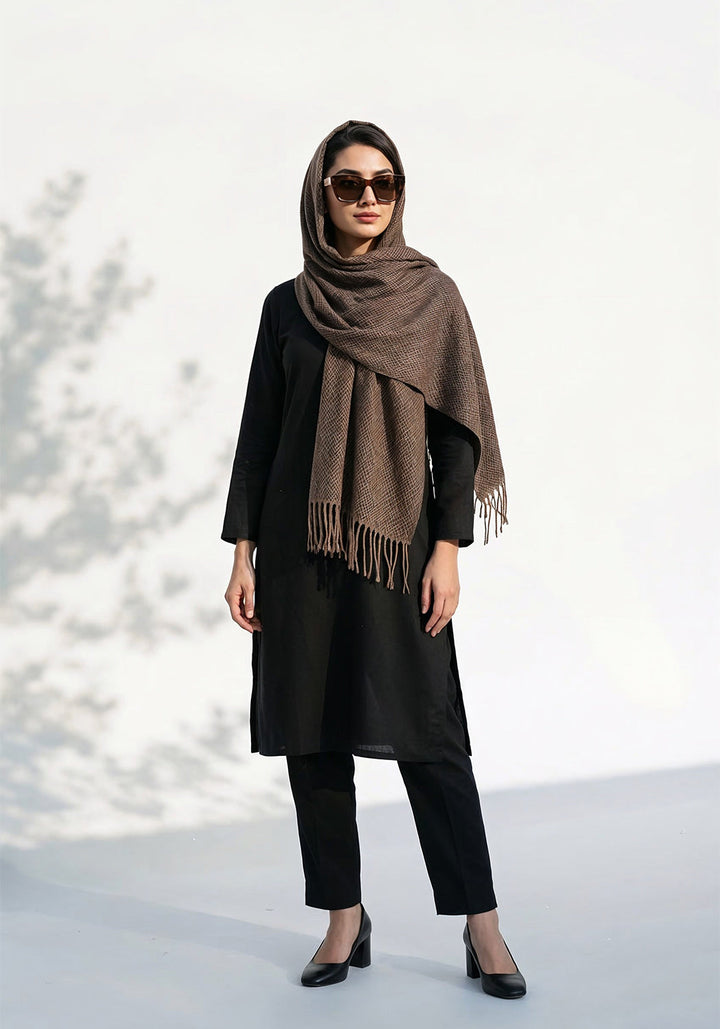 ZigZag Cashmere Hijab - Brown-Black
