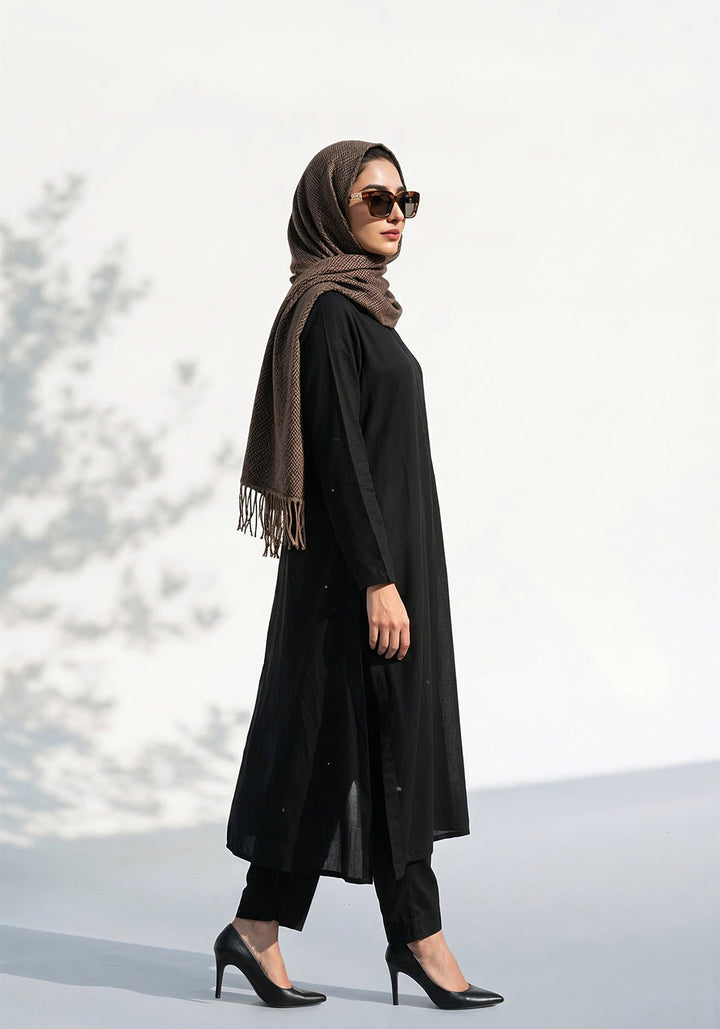 ZigZag Cashmere Hijab - Brown-Black