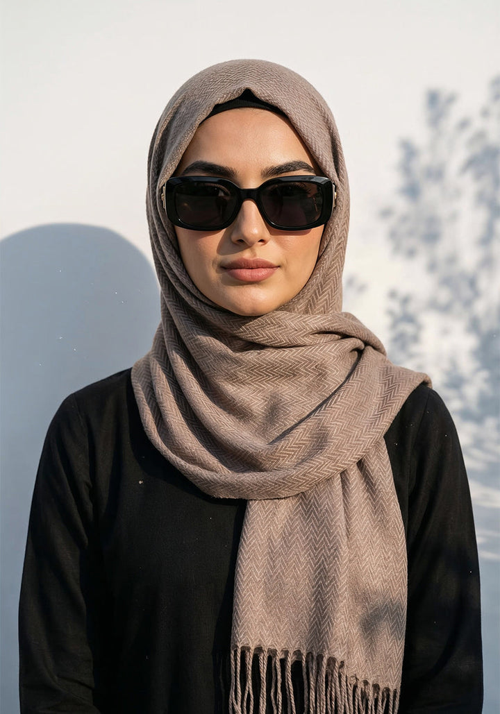 ZigZag Cashmere Hijab - Beige