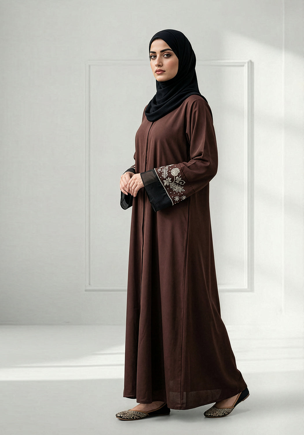 Chocolate Brown Handwork Abaya