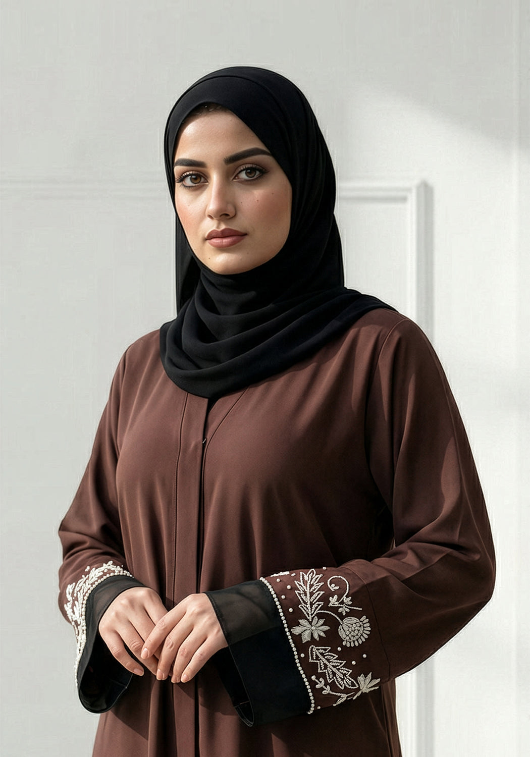 Chocolate Brown Handwork Abaya