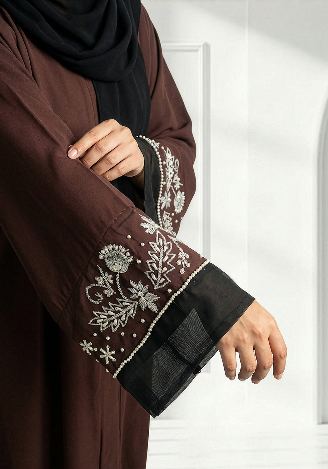 Chocolate Brown Handwork Abaya