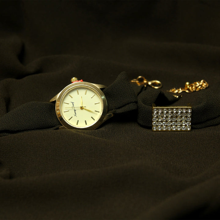 Chiffon Watch Braclet Hijab-Olive Green
