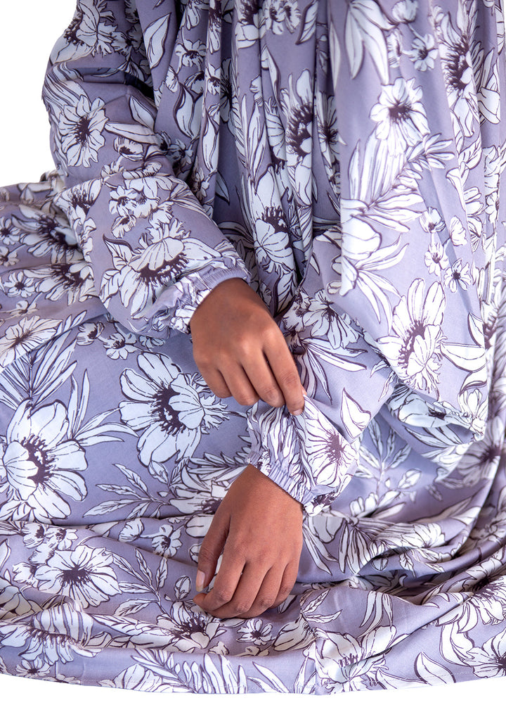 Printed Namaz Chadar - Light Grey