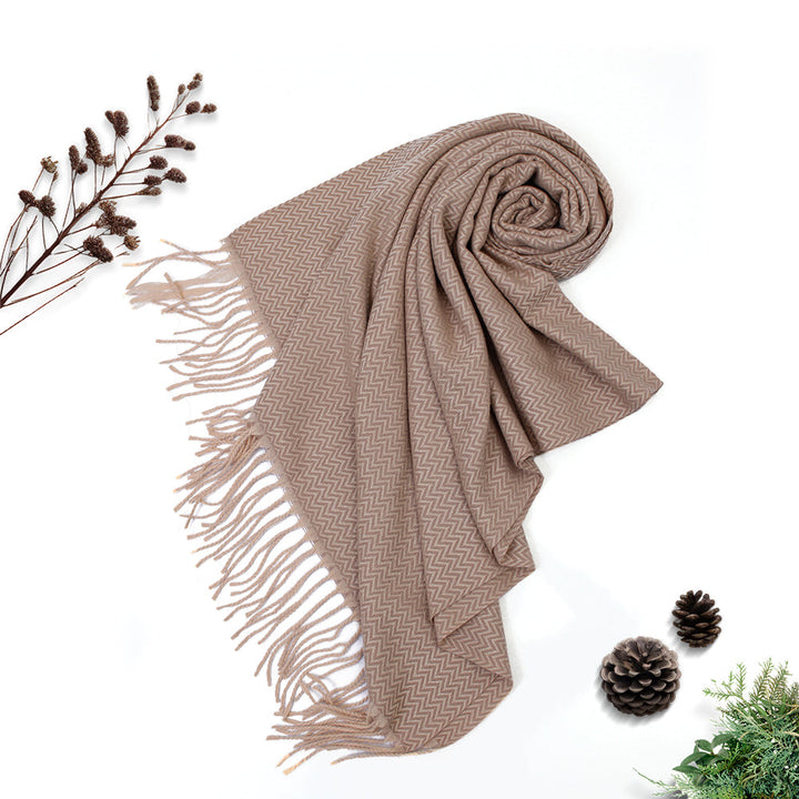 ZigZag Cashmere Hijab - Beige