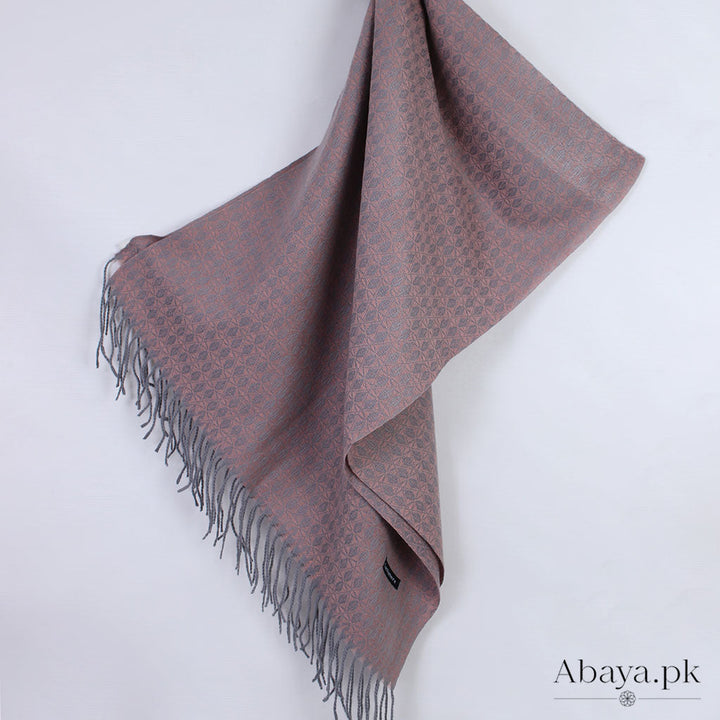 Flower Cashmere Hijab -  Pink- Grey