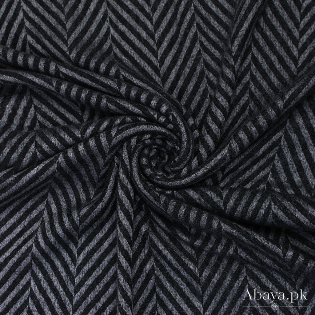 Zebra Woolen Hijab - Black