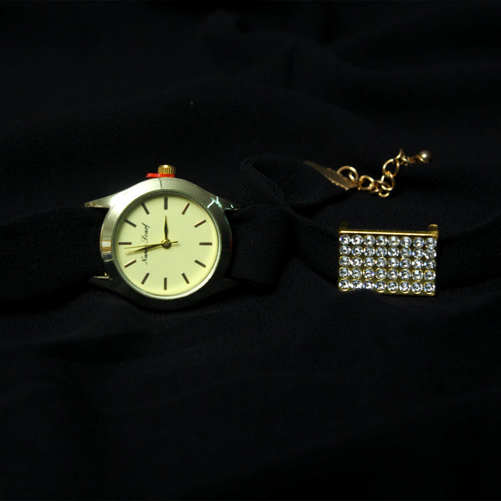 Chiffon Watch Braclet Hijab-Black