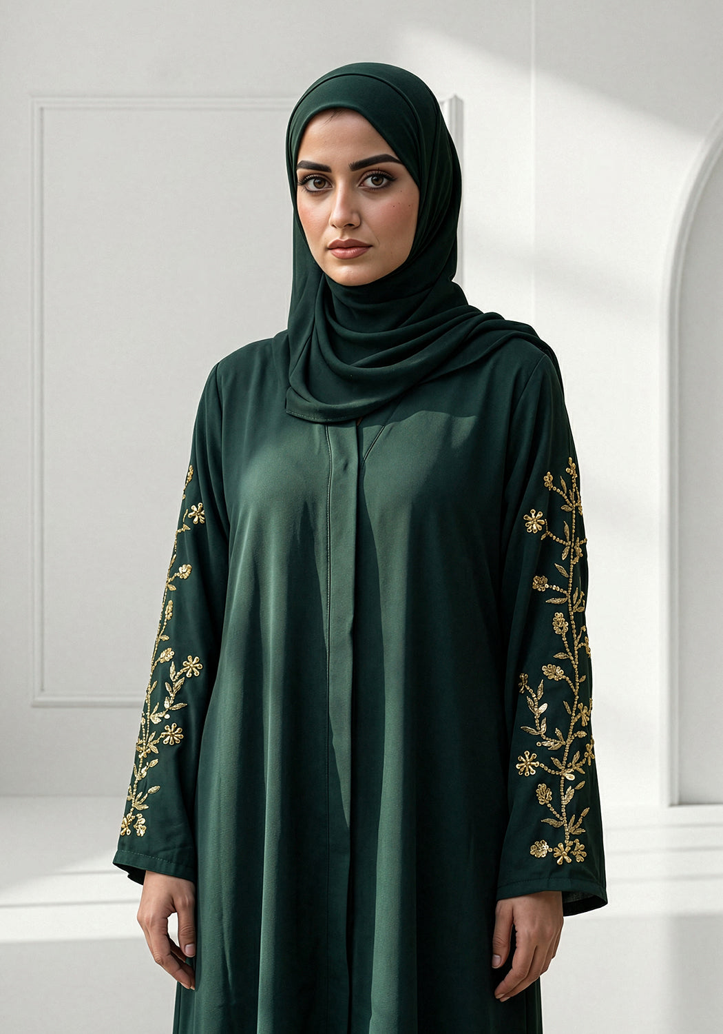 Bottle Green Handwork Abaya