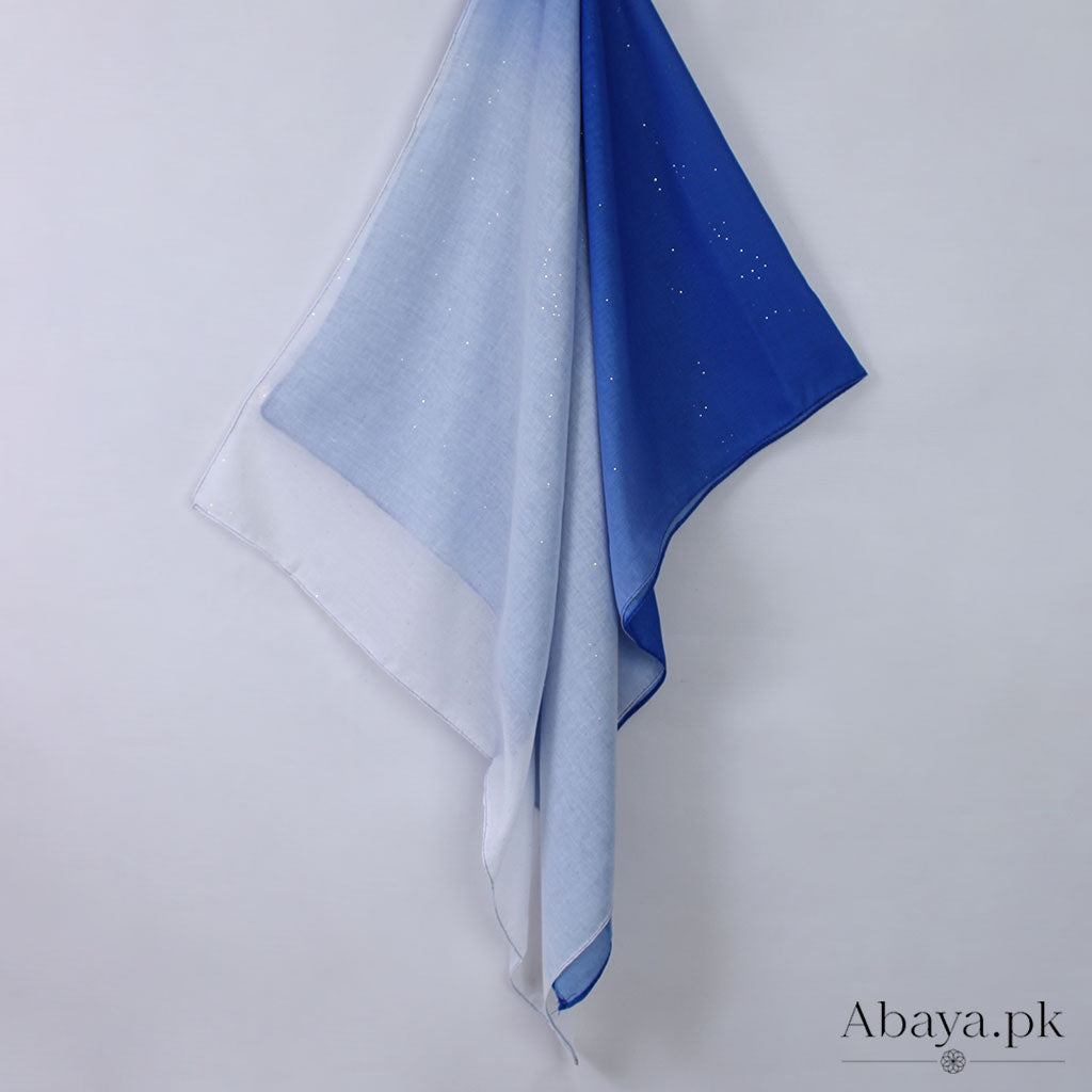 Ombre Lawn Hijab - (Off white and Ink blue)
