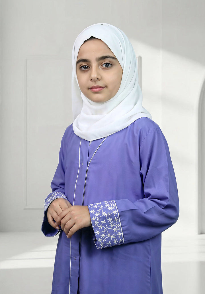 Ferozi Sleeves Embroidery Kids Abaya