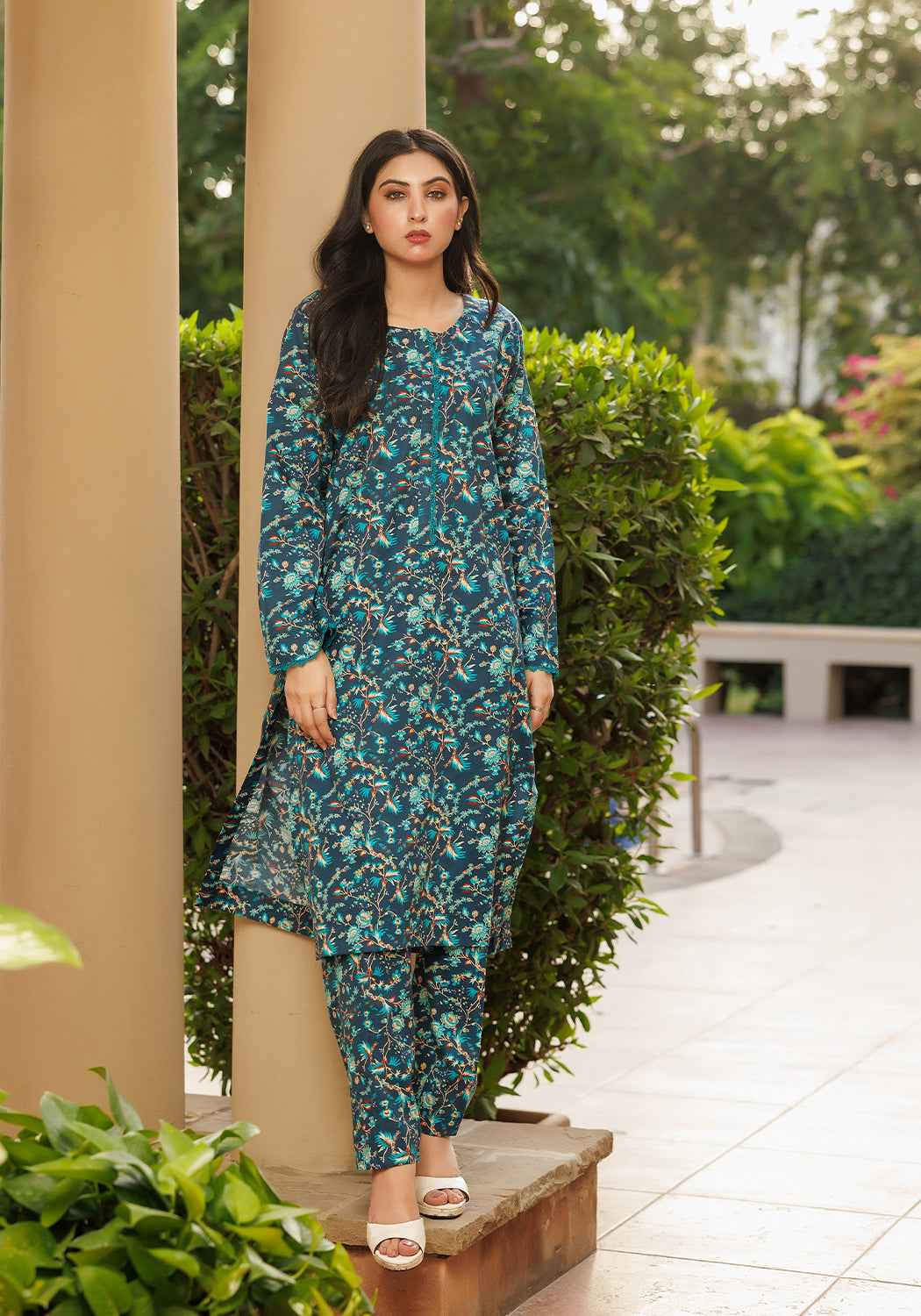 Midnight Aztec -  2 PC Stitched Lawn Suit - Zarasi.pk