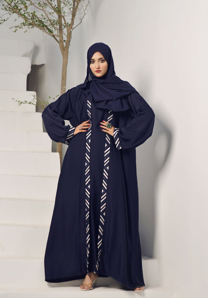 Blue Embroidery with Inner Abaya