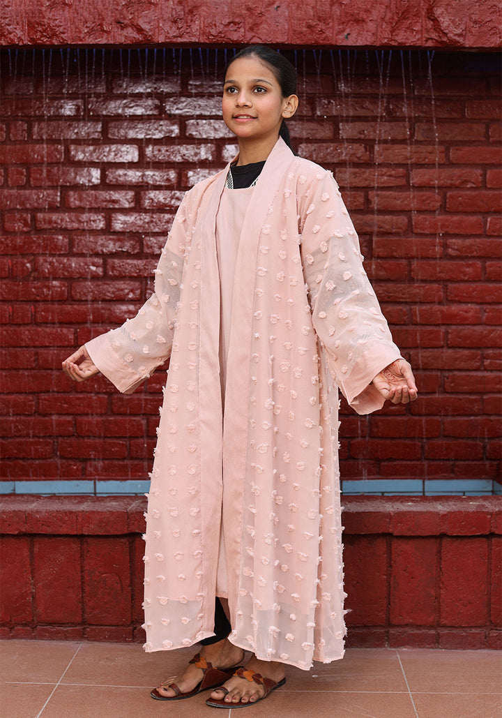 Kids Double Layered Pink Abaya