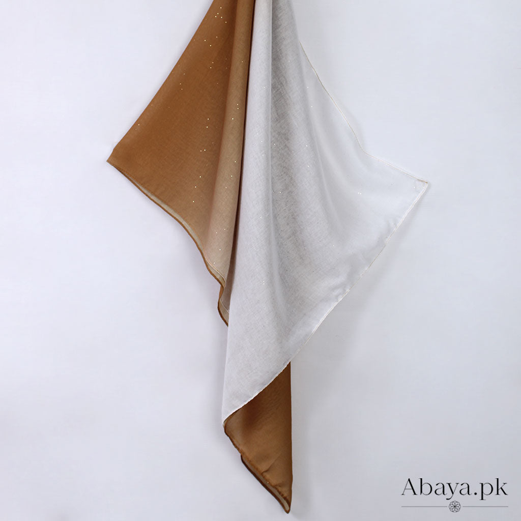 Ombre Lawn Hijab - (White and Mustard)