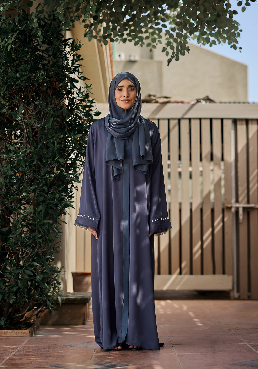 Grey Batek Abaya | Velora