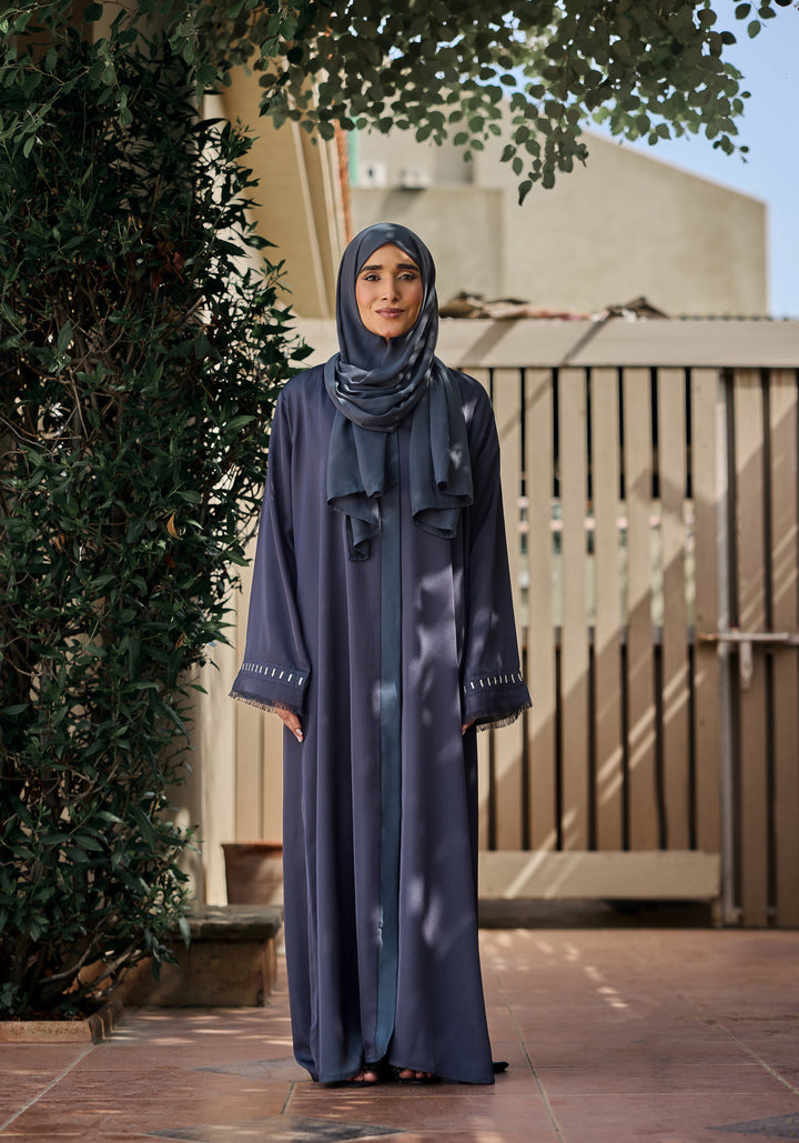 Grey Batek Abaya | Velora