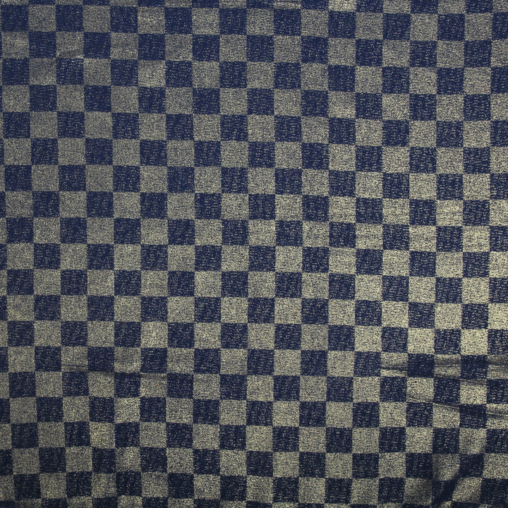 Chiffon Check Foil-Navy Blue