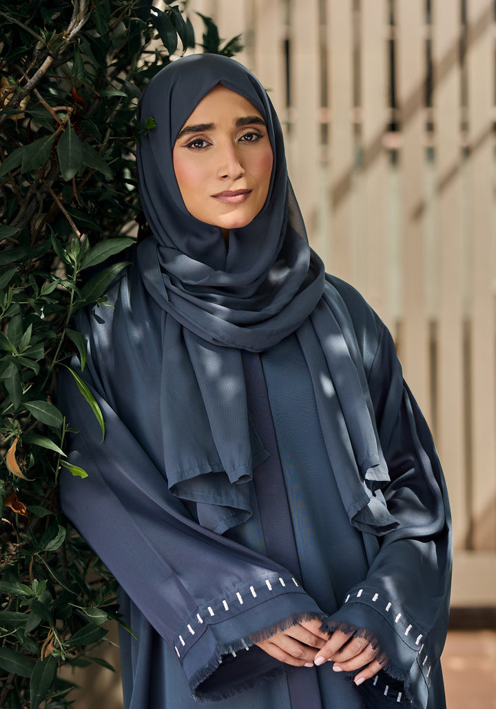 Grey Batek Abaya | Velora