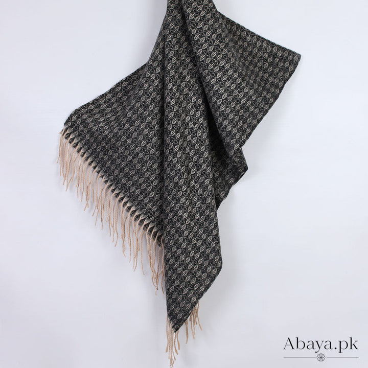 Flower Cashmere Hijab - Black-Fawn