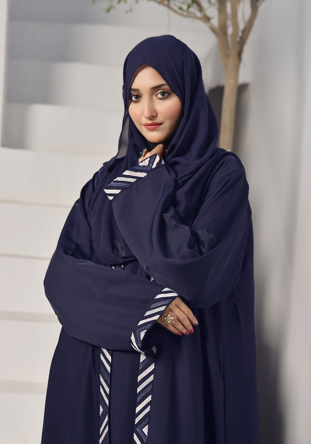 Blue Embroidery with Inner Abaya