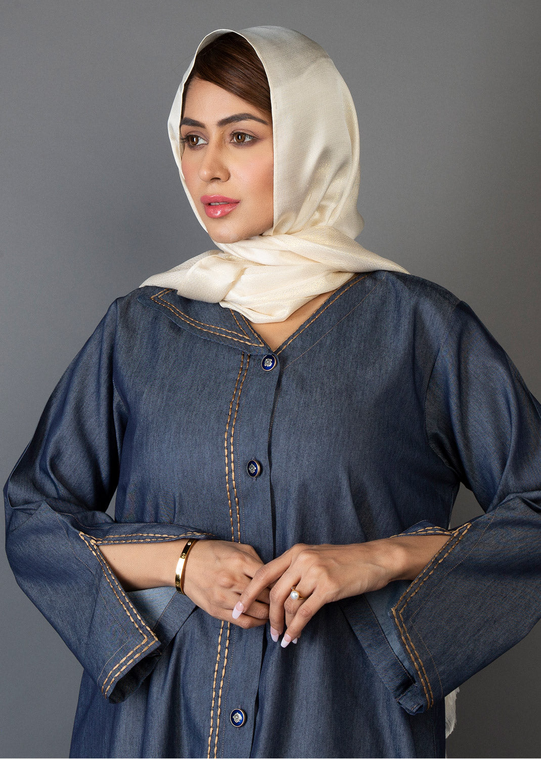 Denim Elegance Abaya