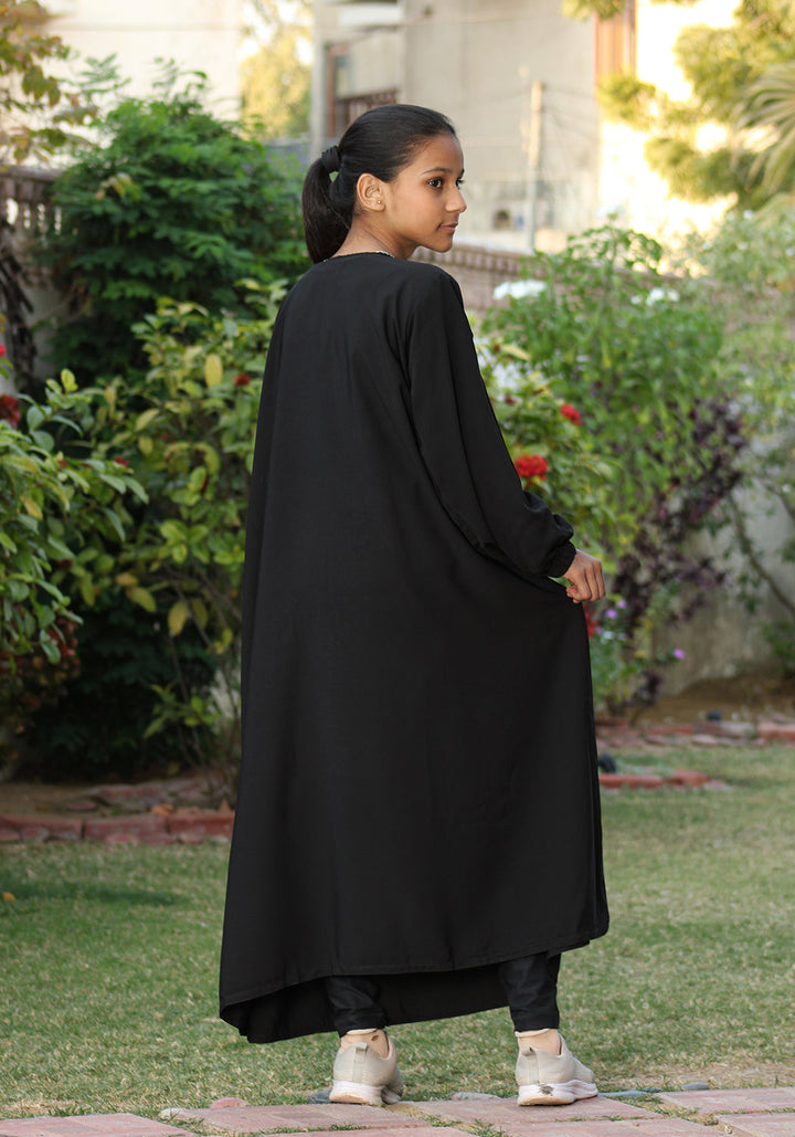 Kids Front Closed Black Abaya