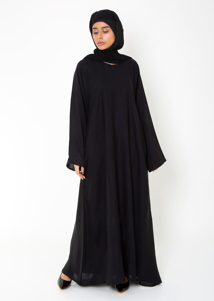 Black Basic Front-Closed Abaya