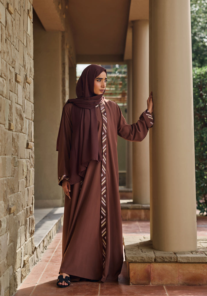Brown Embroidery with Inner Abaya | Velora