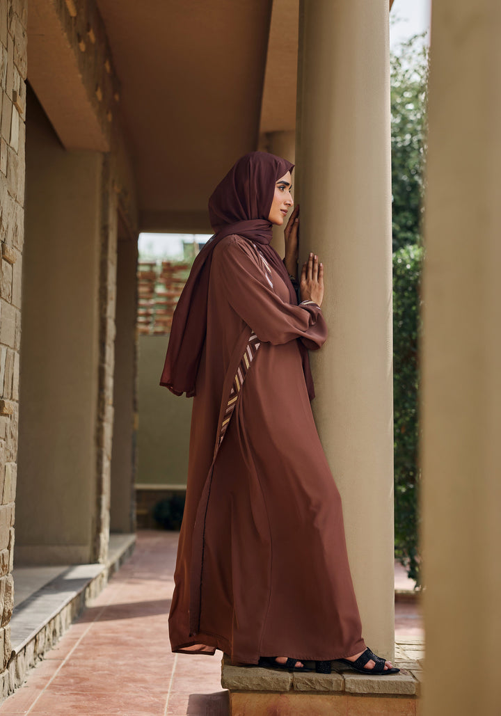 Brown Embroidery with Inner Abaya | Velora