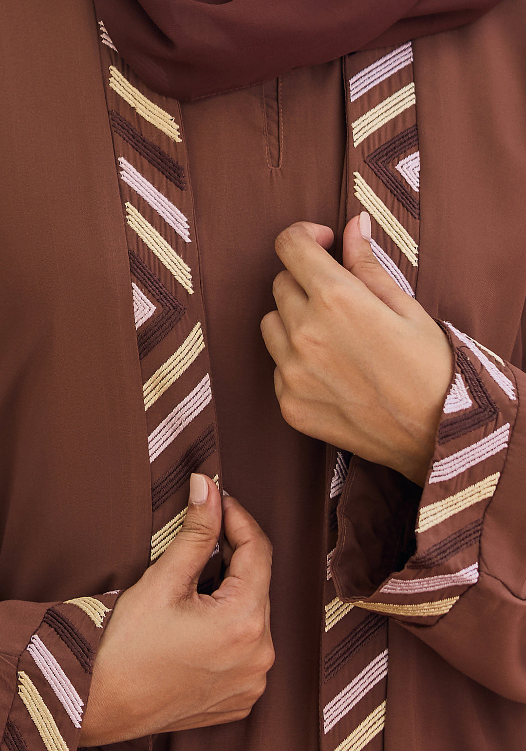 Brown Embroidery with Inner Abaya | Velora