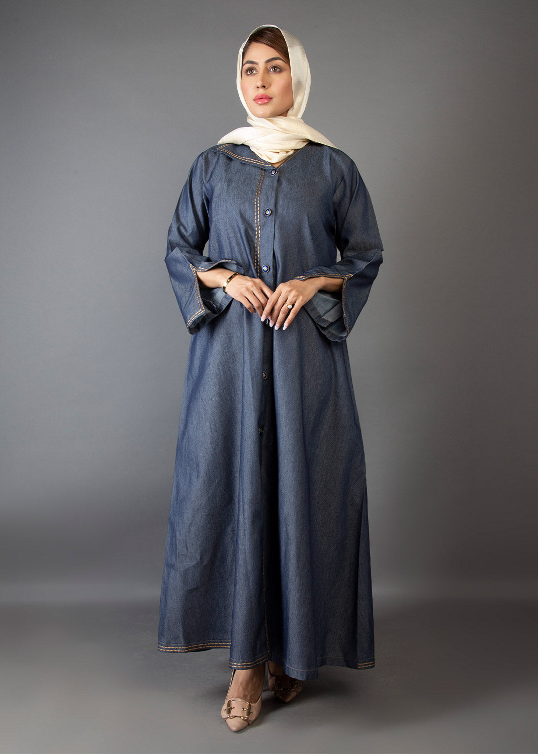 Denim Elegance Abaya