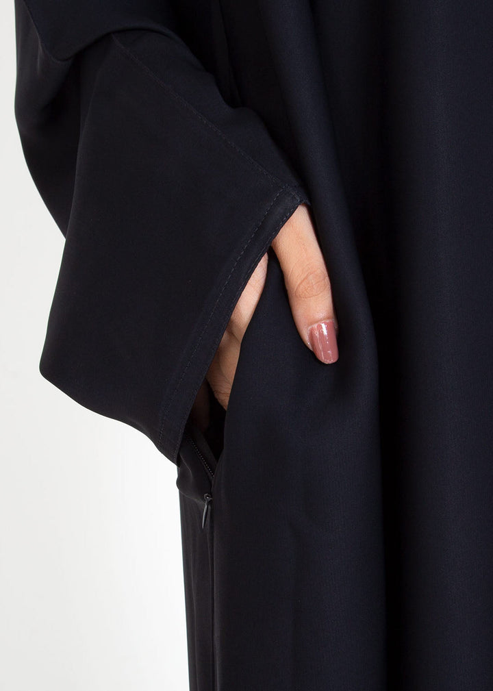 Black Basic Front-Open Abaya