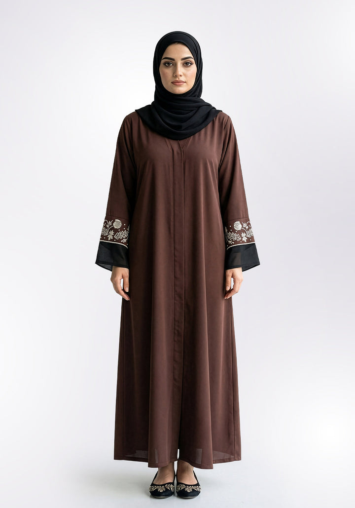 Chocolate Brown Handwork Abaya