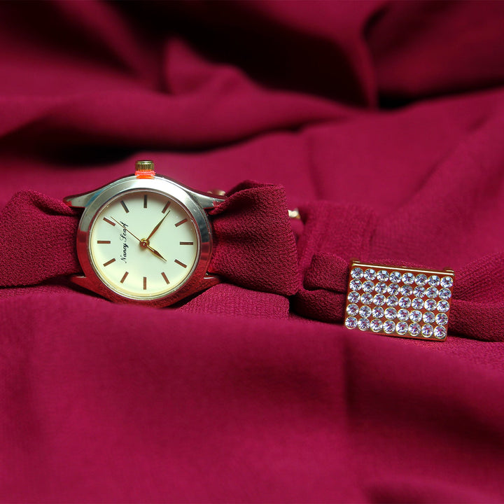 Chiffon Watch Braclet Hijab-Maroon