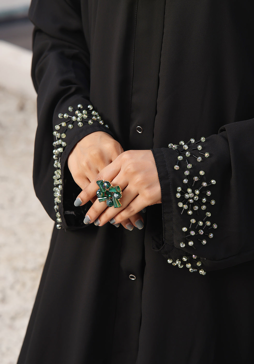 Onyx Black Jewel Abaya