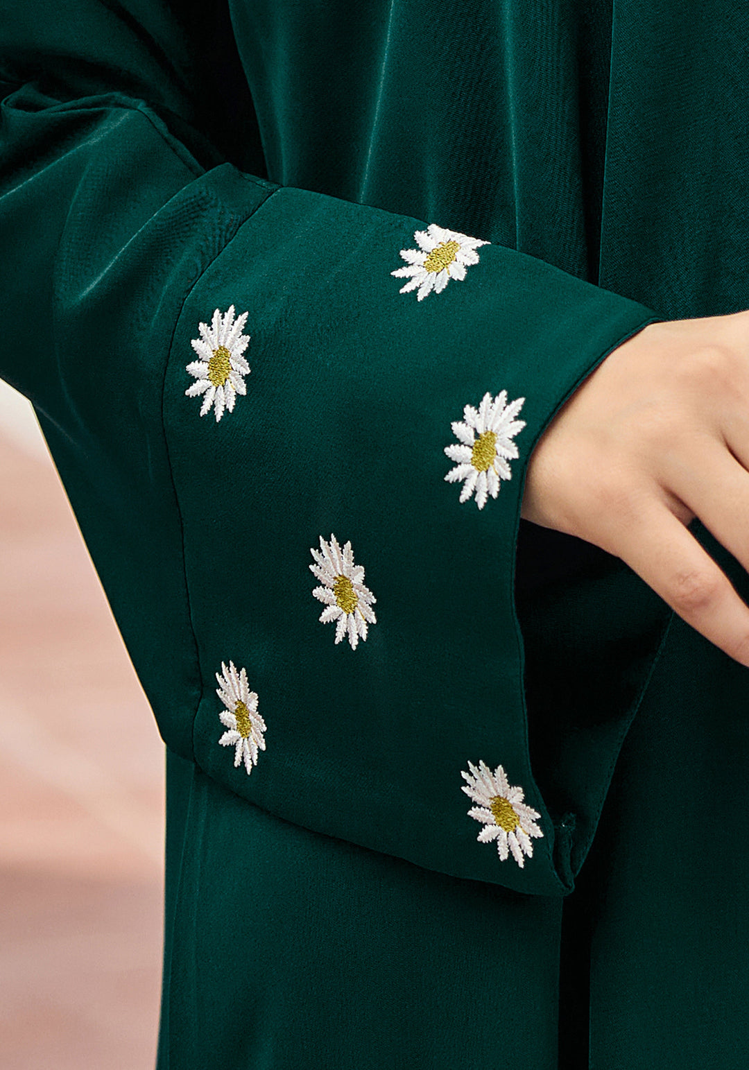 Green Floral Embroidery Abaya | Velora