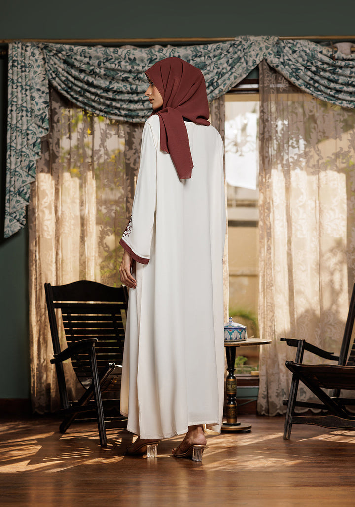 Cream Embroidery Abaya | Serene Threads