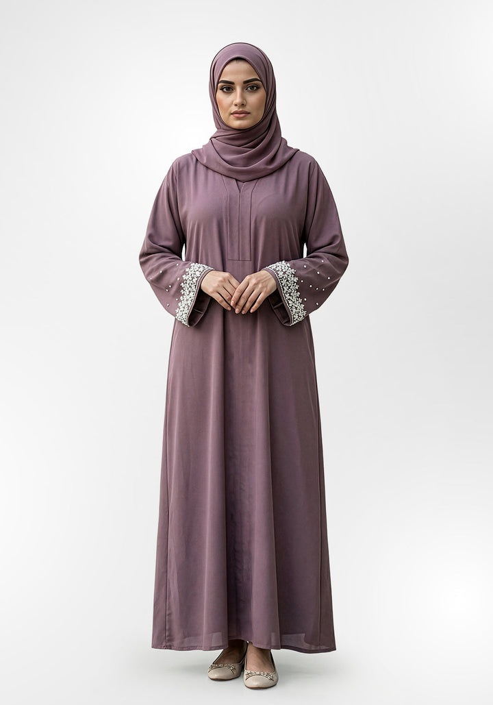 Mauve Handwork Abaya