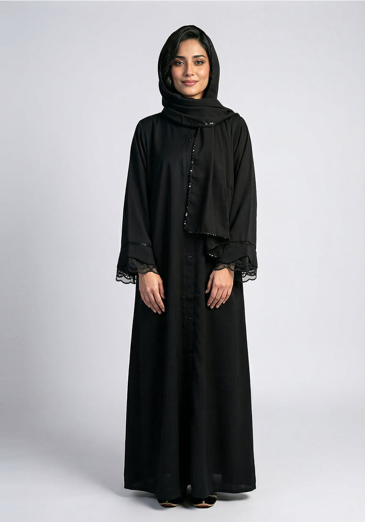 Black Net Sleeve Style Abaya