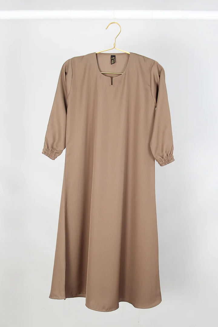 Kids Front Closed Abaya Fawn