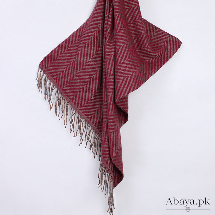 Zebra Woolen Hijab - Maroon